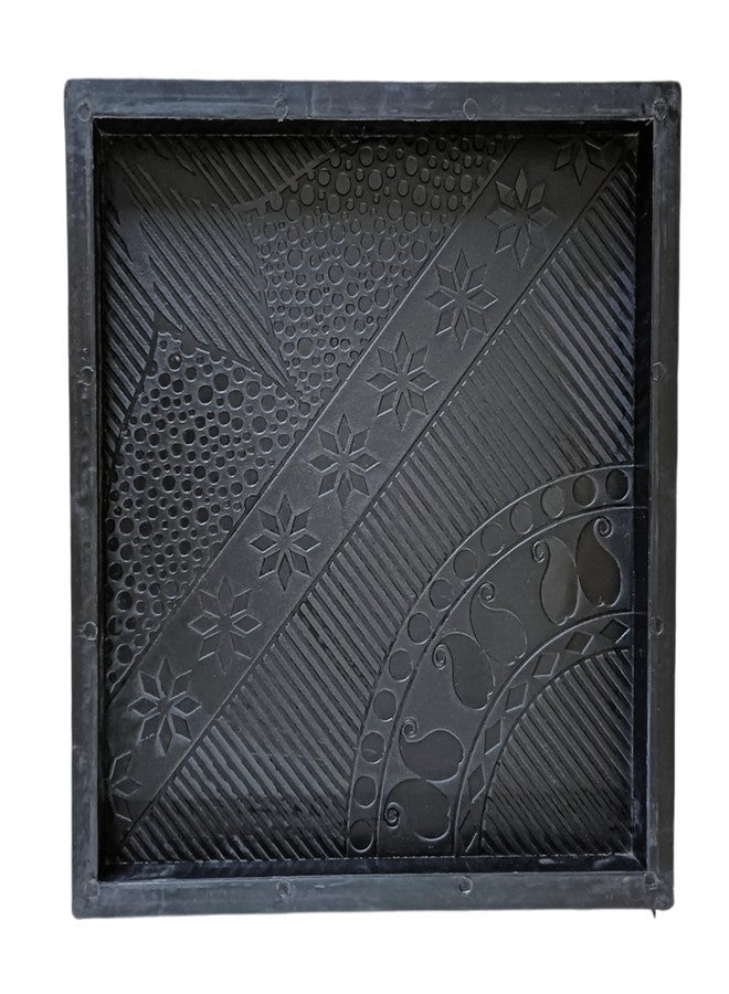 Reyal Plastic Black 12" X 12" New Rangoli Chequred Tile Mould(H : 25mm) Interlocking Paver Mould|Outdoor Paving Chequred Tiles Mould (1) - Image 1